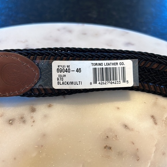 2-Torino belts both size 46 black/ brown woven and taupe/brown woven NWT - Picture 7 of 17